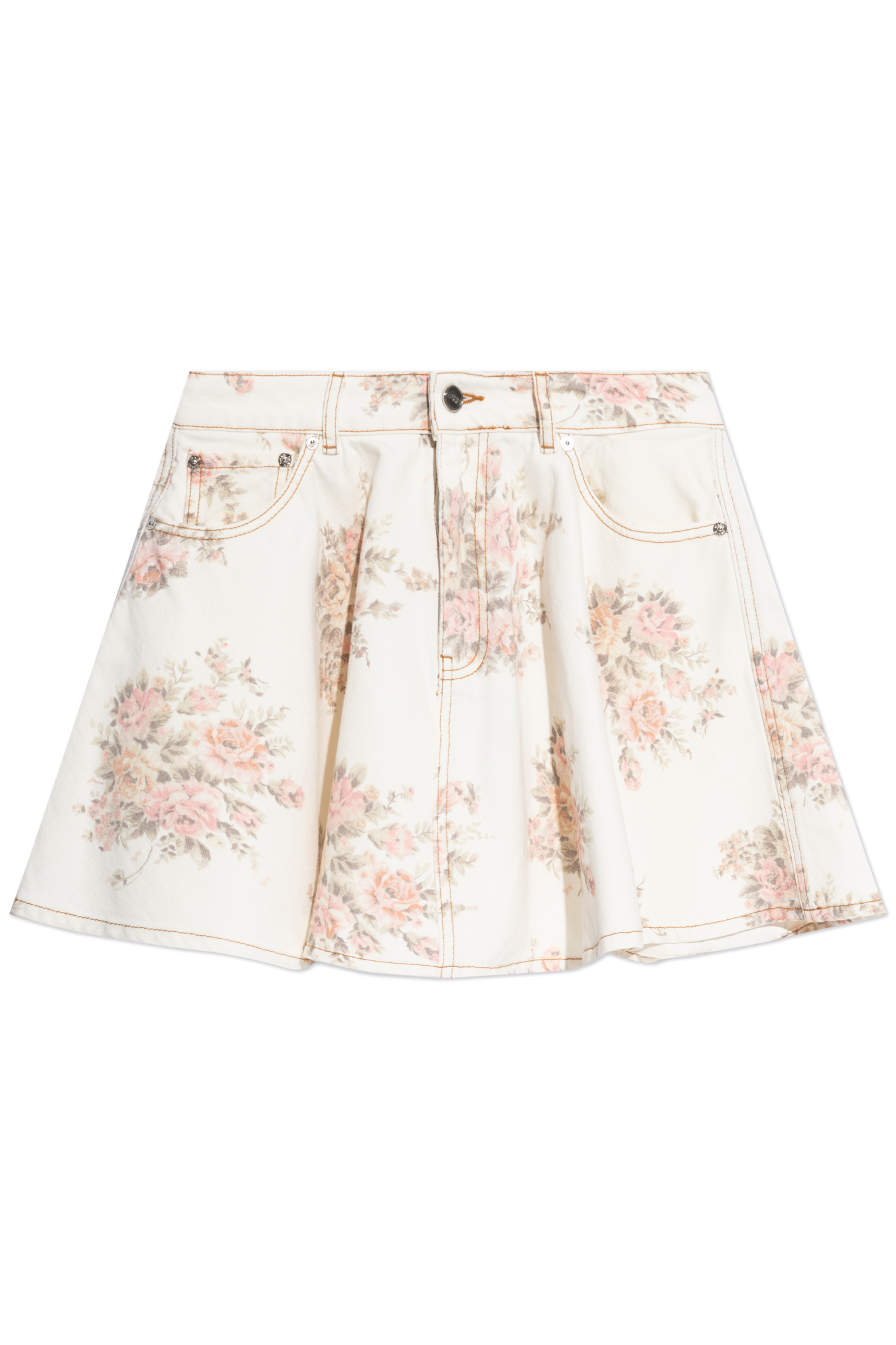 GANNI　Print Denim A-line Skirt GANNI zebra-print Denim Miniskirt | Black | FARFETCH